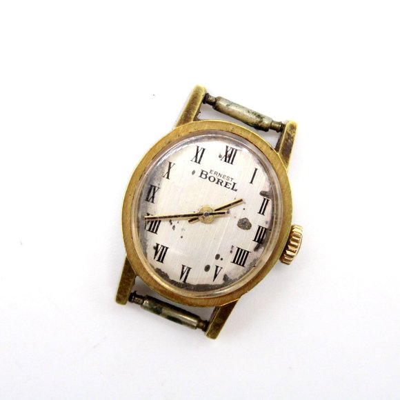 Vintage Ernest Borel Watch Womens Bronze Tone Stainless Steel Classic White Dial - Picture 6 of 6